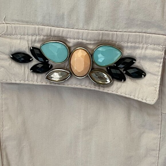 Grandi Vintage-Inspired Embellished light pink Button-Up Shirt ‎ Sz 48  Gemstone - Picture 10 of 15